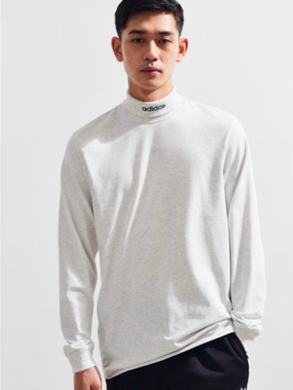 Adidas Vintage Adidas Skateboarding Mock Neck Tee Heather Grey Long Sleeve SizeL